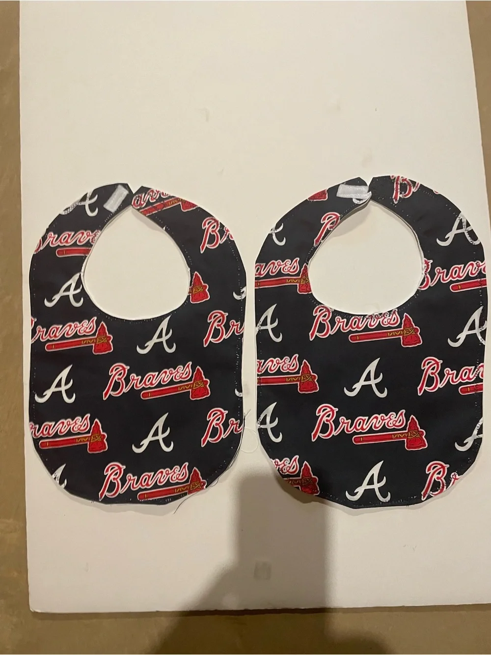 Braves pattern Baby Bibs - Black and Red Team Print